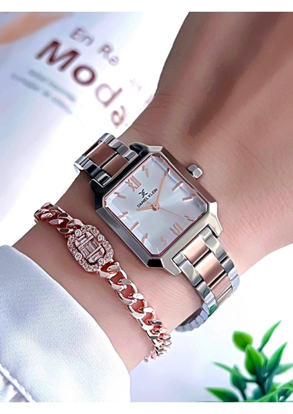 Çelik Kordon 3 Atm Suya Dayanıklı Özel Tasarım Kadın Kol Saat+Bileklik VS.BLKT.0123