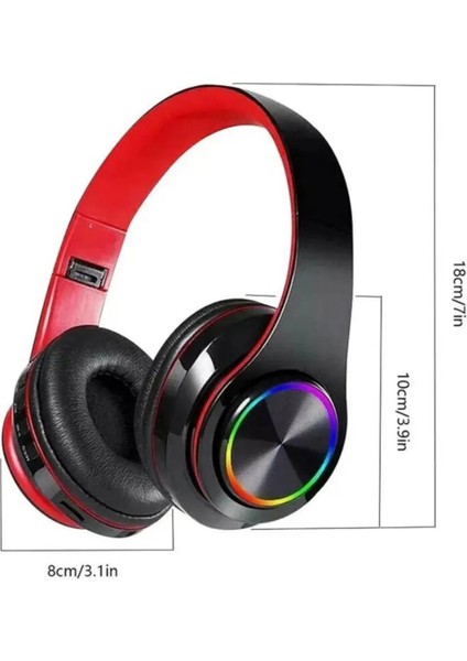 Kulaküstü Bluetooth 5.0 Kulaklık LED Işıklı Mikrofonlu Kablosuz Kulaklık Oyun Müzik Şık Tasarım indirimleri