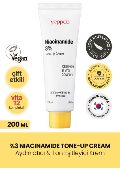 Su Bazlı Aydınlatıcı Krem Yeppda Niacinamide %3 Tone Up Cream 50 ml 8809452673938, One Size