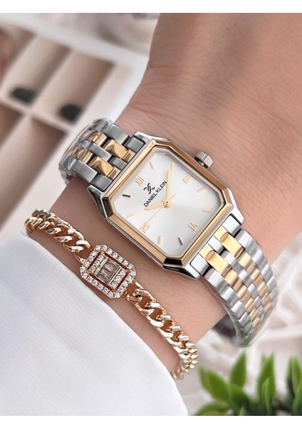 Çelik Kordon 30 mt Suya Dayanıklı Kadın Kol Saati+Bileklik BFG.13877.X6