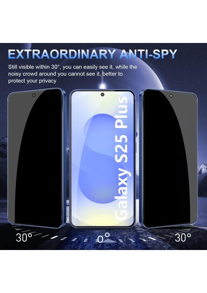 Samsung Galaxy S25 Plus Hayalet Ekran Koruyucu Cam Tam Kapatan Gizli Tamperli Cam 5d Parlak Privacy Glass