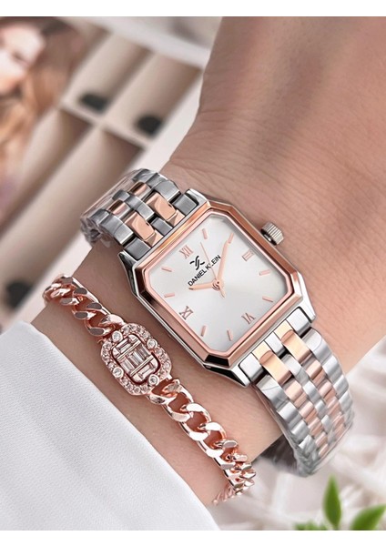 Çelik Kordon 30 mt Suya Dayanıklı Kadın Kol Saati+Bileklik BFG.13877.10