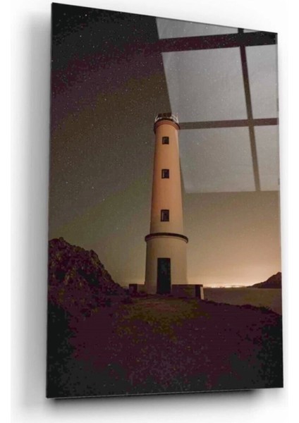 Deniz Feneri Baskılı Cam Tablo 60 x 90 cm