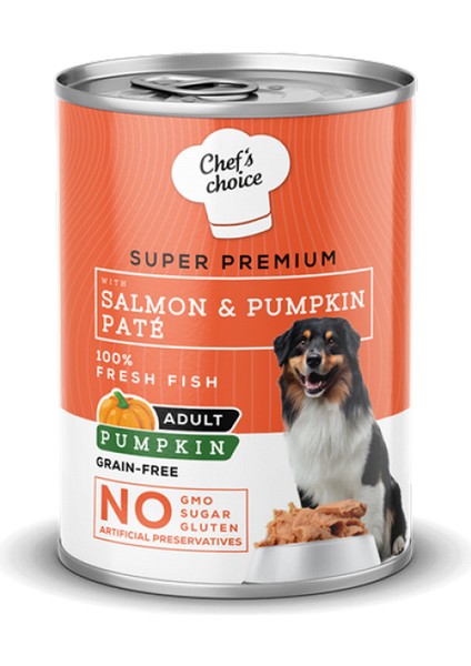 Chefs Choice 400 gr x 12 Adet Yetişkin Köpekler Için, Tahılsız, Hipoalerjenik, Somon Balıklı ve Balkabaklı Ezme Gnzrz