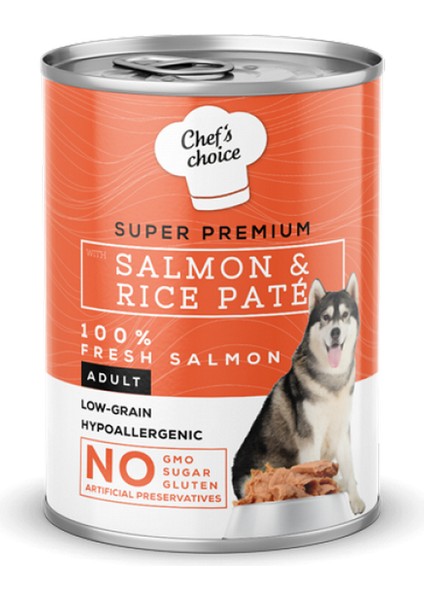 Chefs Choice 400 gr x 12 Adet Yetişkin Köpekler Için, Hipoalerjenik, Somon Balıklı ve Pirinçli Ezme Nrmsa