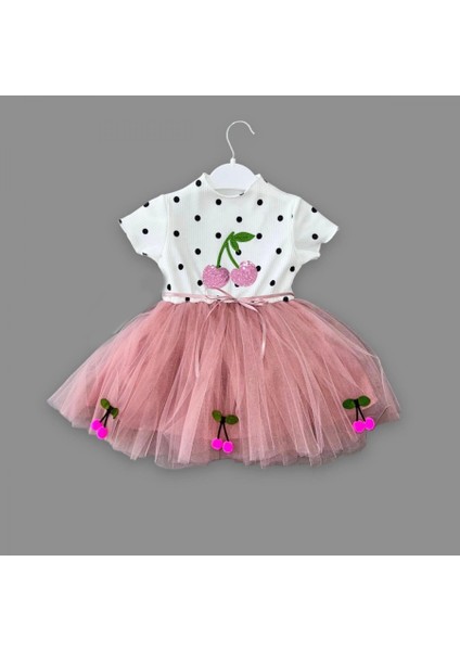 1-2-3 Yaş Payetli Kiraz Nakışlı Kiraz Etekli Kız Bebek Tütü Elbisesi fiyatları