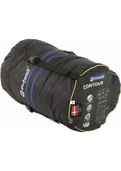 Contour Black Yazlık ve Kışlık Taraflı -13°c 1500GR Geniş Uyku Tulumu Siyah Sağ Fermuar