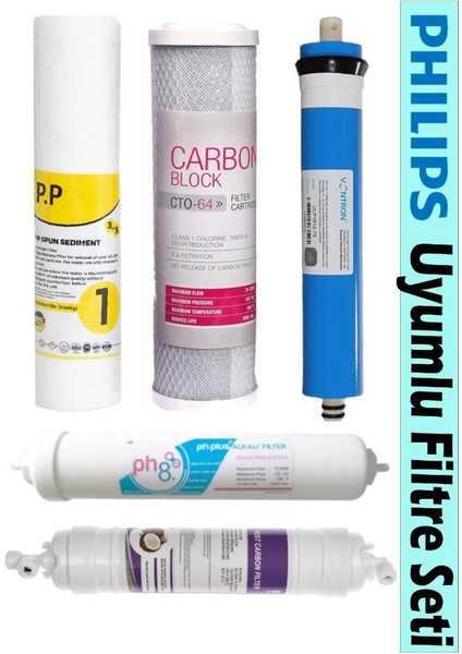 Philips Aut 3061 Su Arıtma Cihazı Uyumlu 5'li Filtre Seti