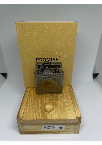 Promise Ahşap Kutulu Benzinli Füme Renk Hediyelik Çakmak