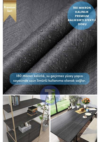 Kendinden Yapışkanlı Dokulu Balıksırtı Desen Premium Mutfak Duvar Dolap Kaplama 60 cm x 300 cm