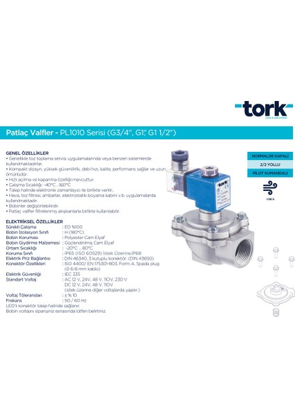 PL101007P Patlaç Valf 1 1/2" Orf. 44 mm fiyatları