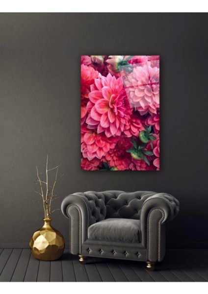 Kırmızı Çiçekler Cam Tablo modelleri