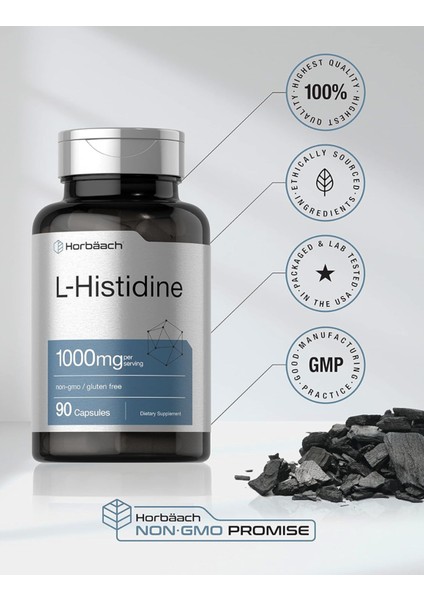L-Histidine 1000MG 90 Capsules Non-Gmo And Gluten Free modelleri