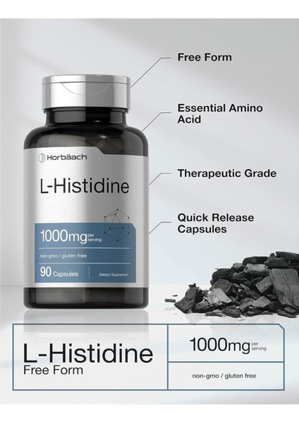L-Histidine 1000MG 90 Capsules Non-Gmo And Gluten Free indirimleri