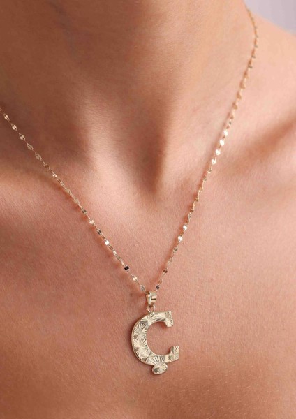 14 Ayar Altın Ç Harf Füzyon Kolye