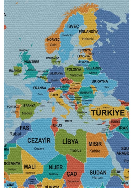 - Duvar Örtüsü / Halısı Detaylı Güncel Türkçe Dünya Haritası Kaliteli Kanvas KUMAŞ-3974 fiyatları