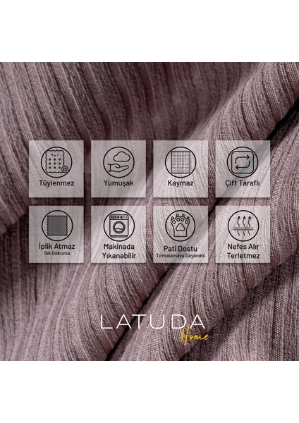 Mikrofiber Şönil Fitilli Minimalist Koltuk Örtüsü -175 x 300 cm Large, Çift Taraflı, Kaymaz, Terletmez Rose modelleri