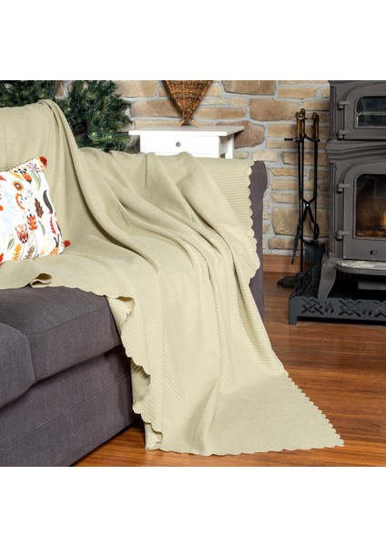 Mikrofiber Şönil Fitilli Minimalist Koltuk Örtüsü -175 x 300 cm Large, Çift Taraflı, Kaymaz, Terletmez Krem fiyatları