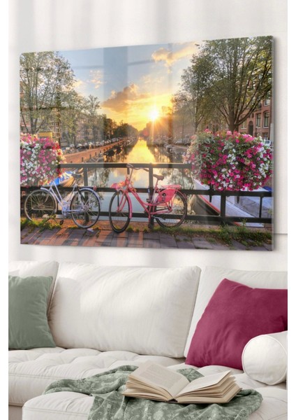 Hollanda Utrecht Bisiklet Köprüsü | Manzara Temalı Cam Tablo | 50 x 70 cm