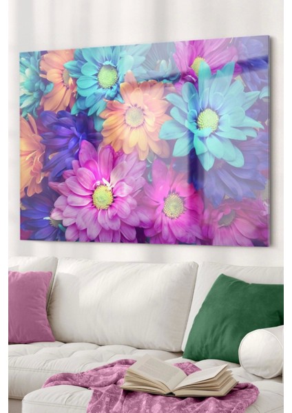 Renkli Çiçek Bahçesi | Çiçek Temalı Cam Tablo | 50 x 70 cm