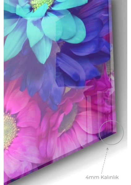 Renkli Çiçek Bahçesi | Çiçek Temalı Cam Tablo | 50 x 70 cm modelleri