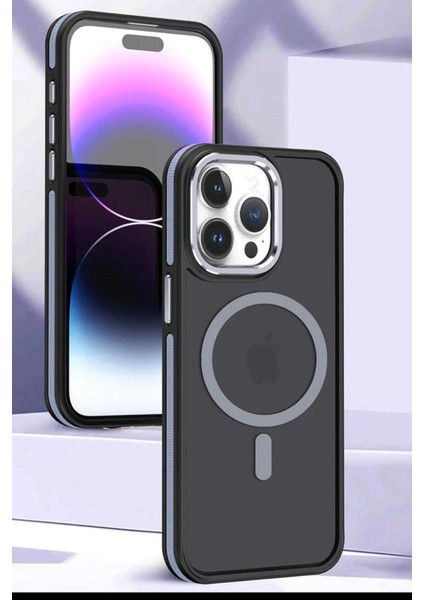 Ekstra Kenar Korumalı Metal Detaylı iPhone 15 Pro Max Kılıf