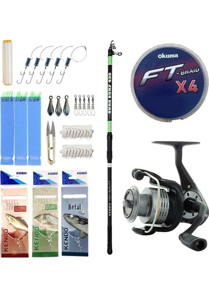 Yekoutdoor Hazır Olta Seti Kendo Suro Surf 420CM 100-200GR Olta Kamışı&okuma Revenger Rv-65 Fd Olta Makinesi