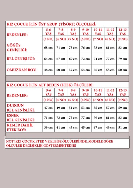 Kız Çocuk Kırmızı Çiçekli Tişört Kırmızı Ucu Dalgalı Etek Takım 23 Nisan 29 Ekim Gösteri Kıyafeti