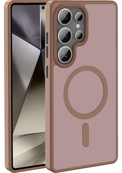 Samsung Galaxy S25 Ultra Kılıf Renkli Kenarlı Arkası Buzlu Magsafeli Sio Kapak