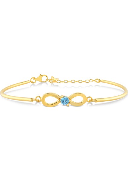 Aquamarine Zirconia Taşlı Sonsuz Bileklik