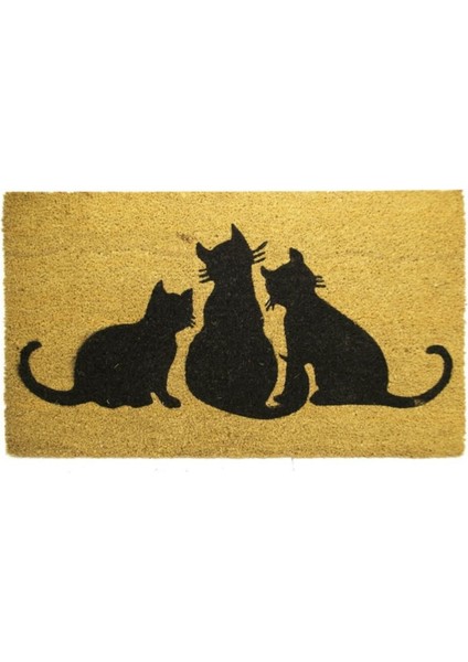 Home Koko Kapı Paspas 40X70CM Üç Kedi 15MM Kalınlık Hindistan Ceviz 1 Adet