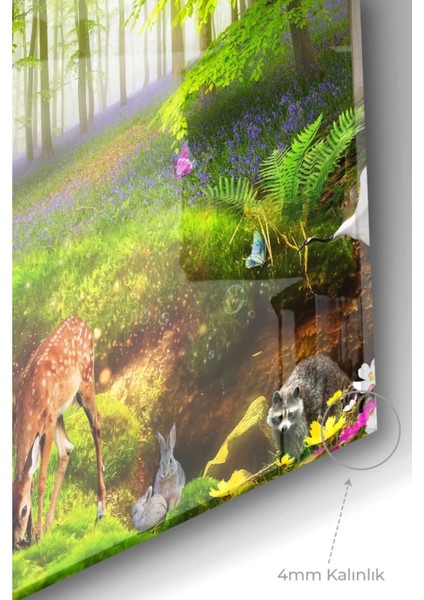 Yeşil Orman ve Hayvanlar | Doğa Temalı Cam Tablo | 50 x 70 cm modelleri