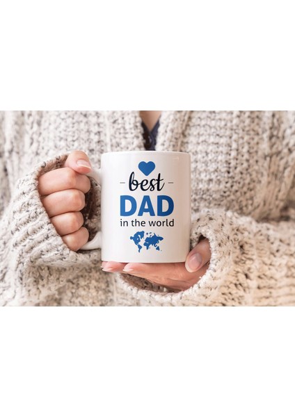Best Dad Baba In The World Baskılı Hediyelik Porselen Kupa Bardak