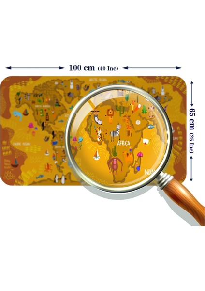 - Eğitici Dünya Haritası Dünya Atlası Çocuk ve Bebek Odası Duvar STICKER-60X105-3781