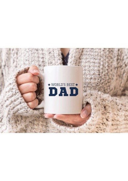 World Best Dad Baba Baskılı Hediyelik Porselen Kupa Bardak