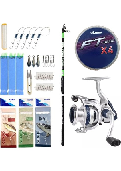 Yekoutdoor Hazır Olta Seti Kendo Suro Surf 420CM 100-200GR Olta Kamışı&okuma ARIA-6000A 1bb Olta Makinesi