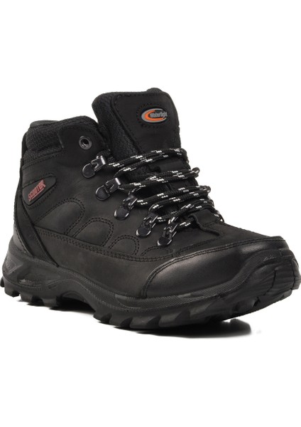 Crazy Siyah Hakiki Deri Unisex Outdoor Bot