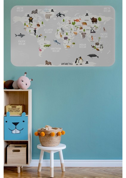 - Eğitici Dünya Haritası Dünya Atlası Çocuk ve Bebek Odası Duvar STICKER-60X105-3790