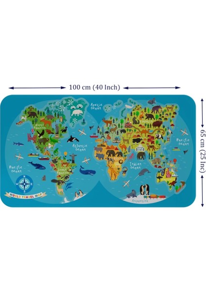 - Eğitici Dünya Haritası Dünya Atlası Çocuk ve Bebek Odası Duvar STICKER -60X105-3805