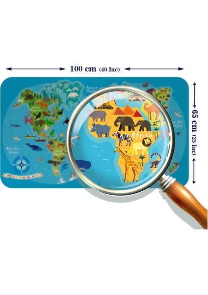 - Eğitici Dünya Haritası Dünya Atlası Çocuk ve Bebek Odası Duvar STICKER -60X105-3805