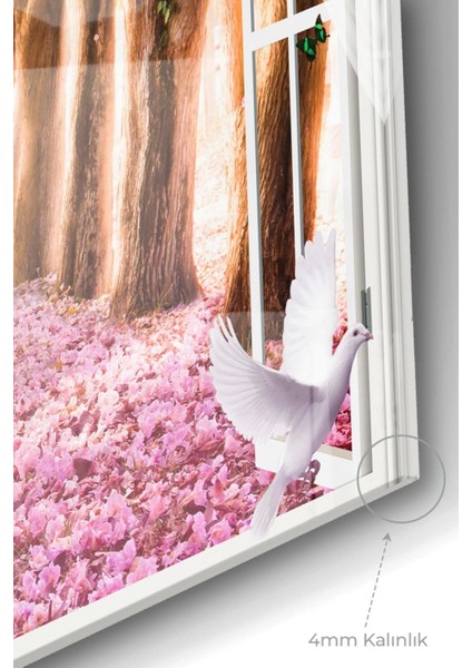 Pembe Ağaçlı Yol | Doğa Temalı Cam Tablo | 50 x 70 cm modelleri