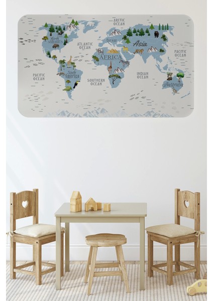 - Eğitici Dünya Haritası Dünya Atlası Çocuk ve Bebek Odası Duvar STICKER -60X105-3815