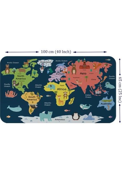 - Eğitici Dünya Haritası Dünya Atlası Çocuk ve Bebek Odası Duvar STICKER -60X105-3810