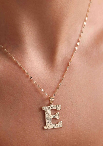 14 Ayar Altın E Harf Füzyon Kolye modelleri