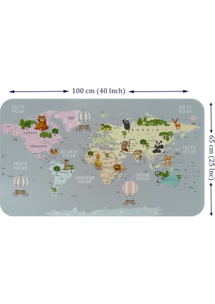 - Eğitici Dünya Haritası Dünya Atlası Çocuk ve Bebek Odası Duvar STICKER -60X105-3816