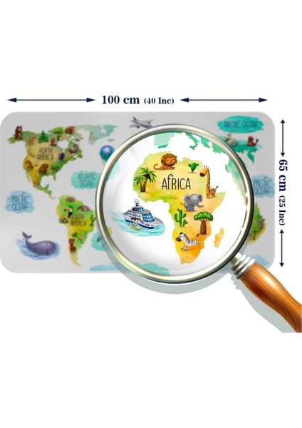 - Eğitici Dünya Haritası Dünya Atlası Çocuk ve Bebek Odası Duvar STICKER -60X105-3807