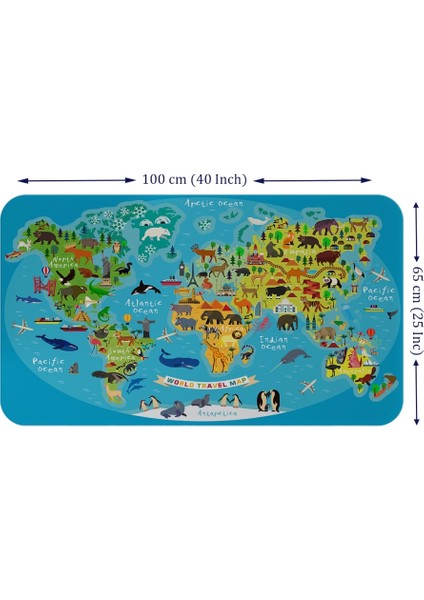 - Eğitici Dünya Haritası Dünya Atlası Çocuk ve Bebek Odası Duvar STICKER -60X105-3808