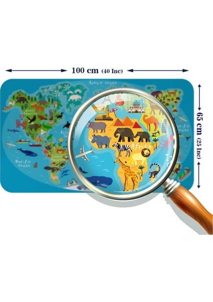 - Eğitici Dünya Haritası Dünya Atlası Çocuk ve Bebek Odası Duvar STICKER -60X105-3808