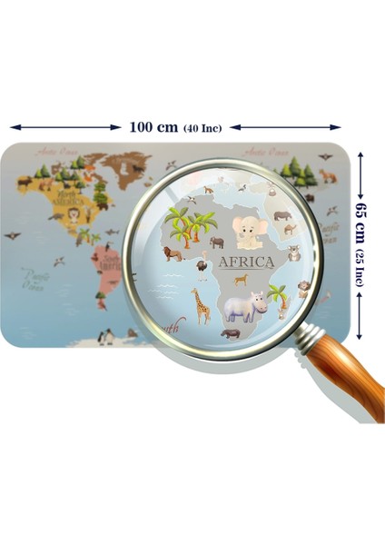 - Eğitici Dünya Haritası Dünya Atlası Çocuk ve Bebek Odası Duvar STICKER -60X105-3824