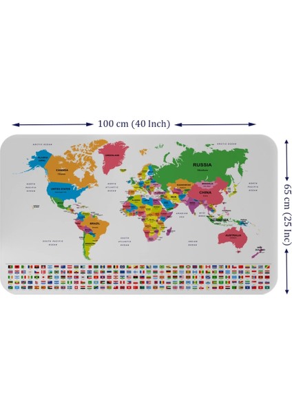- Ülke Bayrak Lı Eğitici Başkent Detaylı Atlası Dünya Haritası Duvar STICKER -60X105-3833